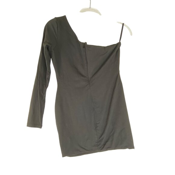 Super Down Asymmetric One-Shoulder Cutout Black Dress Medium Sexy Y2K Rave Club - Picture 2 of 6